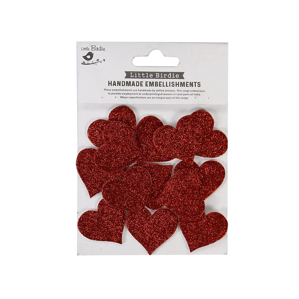 Little Birdie Glitter Chunky Hearts with SELF Adhesive Scarlet 14PCS-image-34