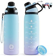 Fjbottle Trinkflasche 1L/710ML + Sieb – Sport Wasserflasche mit Zeitmarkierung/Magnetdeckel - BPA-frei Plastik Flasche für Fitness, Schule, Yoga, Outdoor