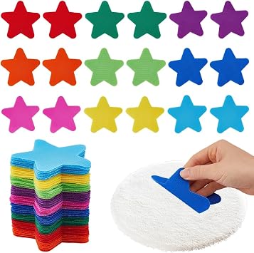 SUPERFINDINGS 81Pcs 9 Colors Star Carpet Markers 10cm Carpets Floor Dots Spot Markers Non-Slip Marker Seat Position Spots Sit Marker for Classroom Decoration Elementary School Preschool Kindergarten