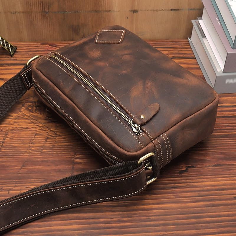 Handmade Men's Bag Vintage Single Shoulder Bun Top Layer Cowhide Crossbody Messenger Bag2