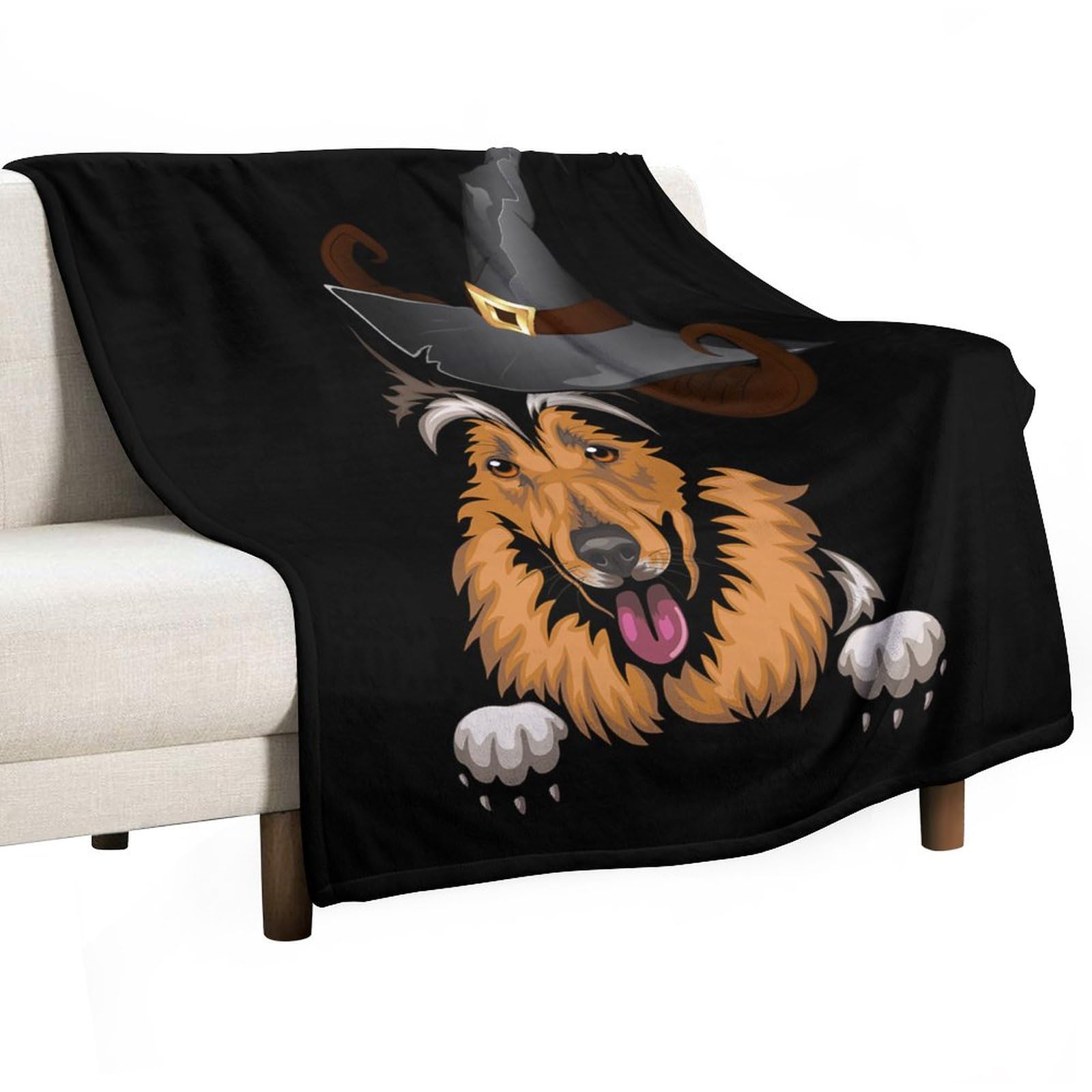 Couverture citrouille chien pour réchauffer vos soirées fraîches et décorer le lit