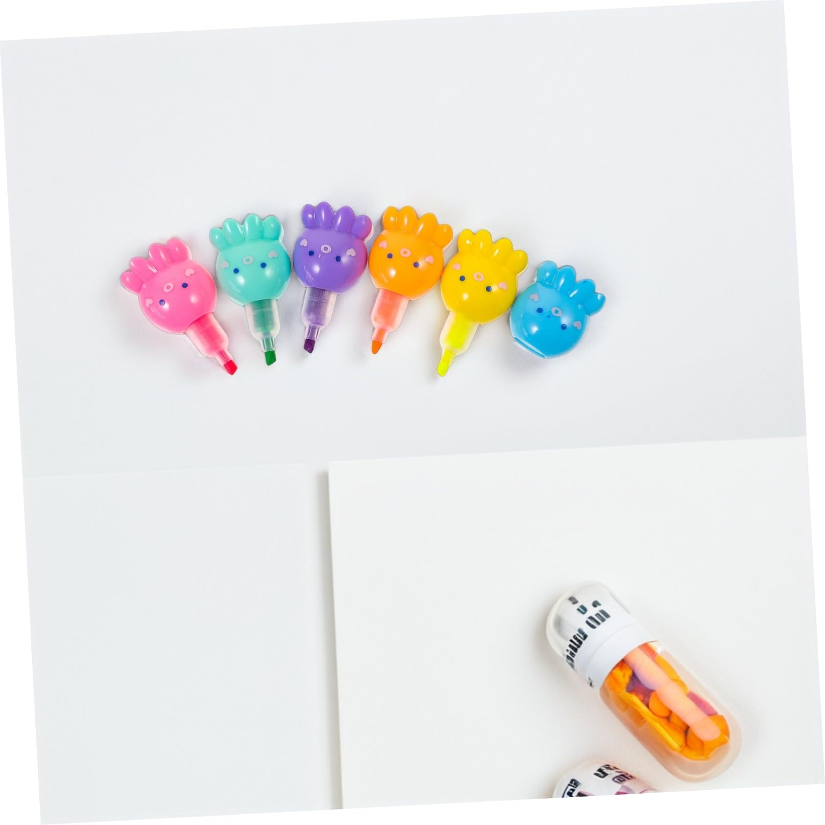 Operitacx 2 Set Evidenziatori Mini Polpo Colorati Impilabili Penne Fluorescenti per Scrittura e Cancelleria Scuola Ufficio
