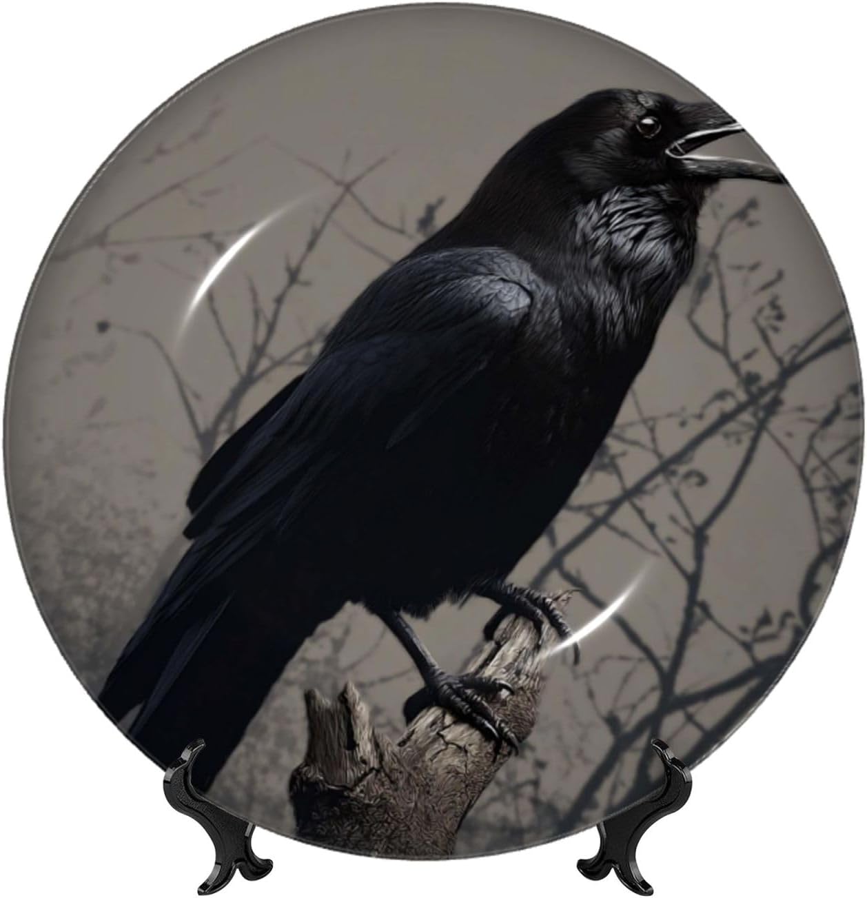 Decorative Plate Art Crafts Bone China Decorative Plate with Display Rack Souvenir Wall Decor Ceramic Ornaments Dinner Plates Ceramic Decoratives Plates for Home Office 10in