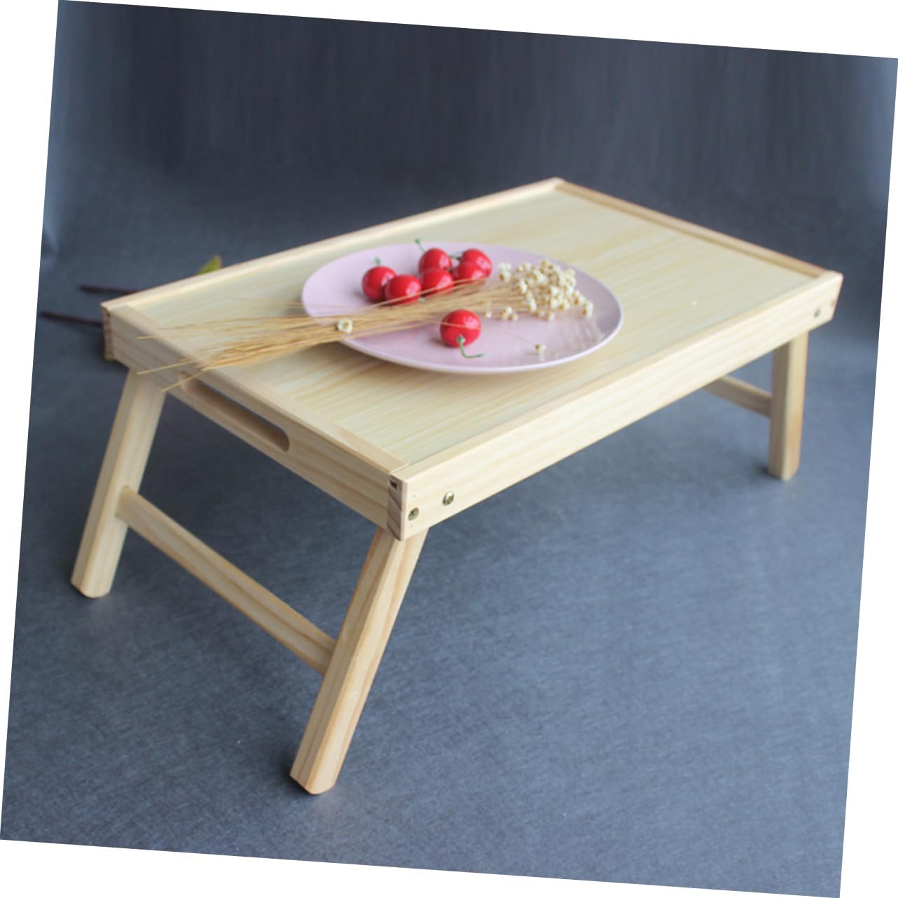 Wood Bedside Desk Folding Laptop Table Compact Serving Tray for Breakfast Tea Study Portable