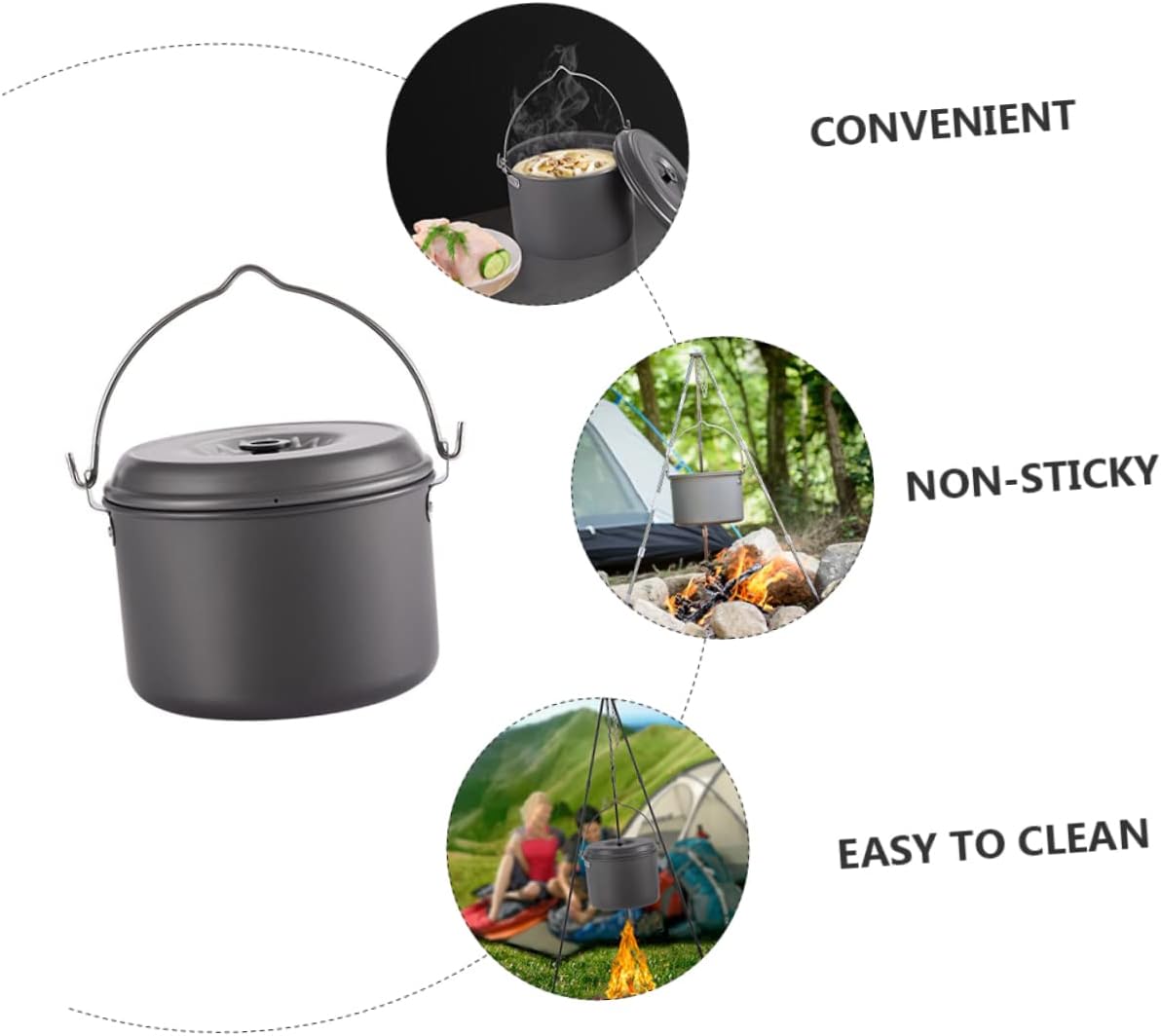 Portable Camping Pot Alumina Pot Induction Cookware Cookware Camping Spork