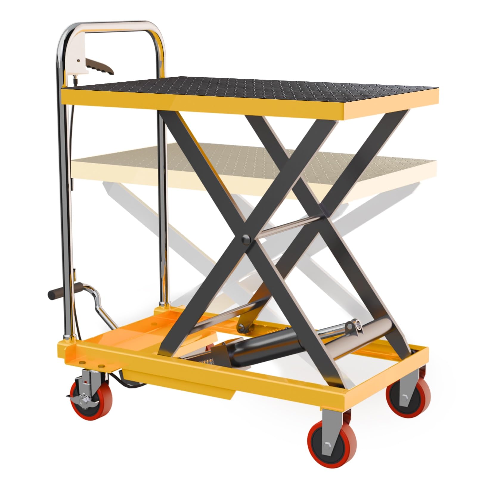 Carrello elevatore idraulico a forbice, capacità 199,6 kg, altezza 72,4 cm, sollevamento manuale con cuscinetto antiscivolo, carrello di movimentazione dei materiali per magazzino e uso Ga