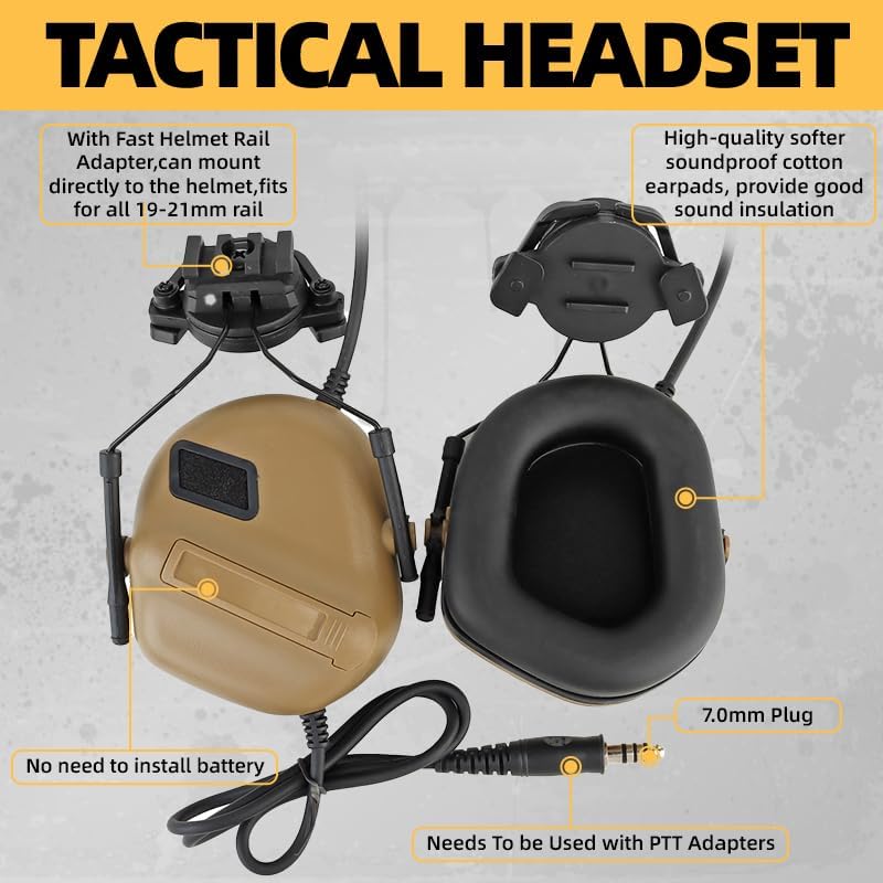 Tactical Helmet with Headset,Adjustable Helmet with Helmet Cover and Fcae Mask for Cosplay Military Tactical Airsoft Gear - Image 4