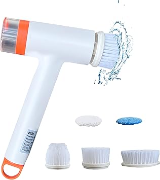 Can add Cleaning Cleaner ,Electric Spin Scrubber Handheld scrubbers for Cleaning, Electric Dishgun,Spin Brush for Cleaning Set,5 Replaceable Brush Heads Kitchen, Shower, Floor, Bathroom Turboscrub