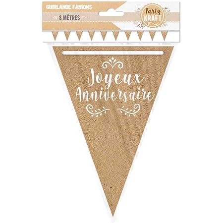 Les Tresors De Lily A0409 Guirlande Fanions Joyeux Anniversaire Kraft 10 Fanions 3 M Amazon Fr Cuisine Et Maison