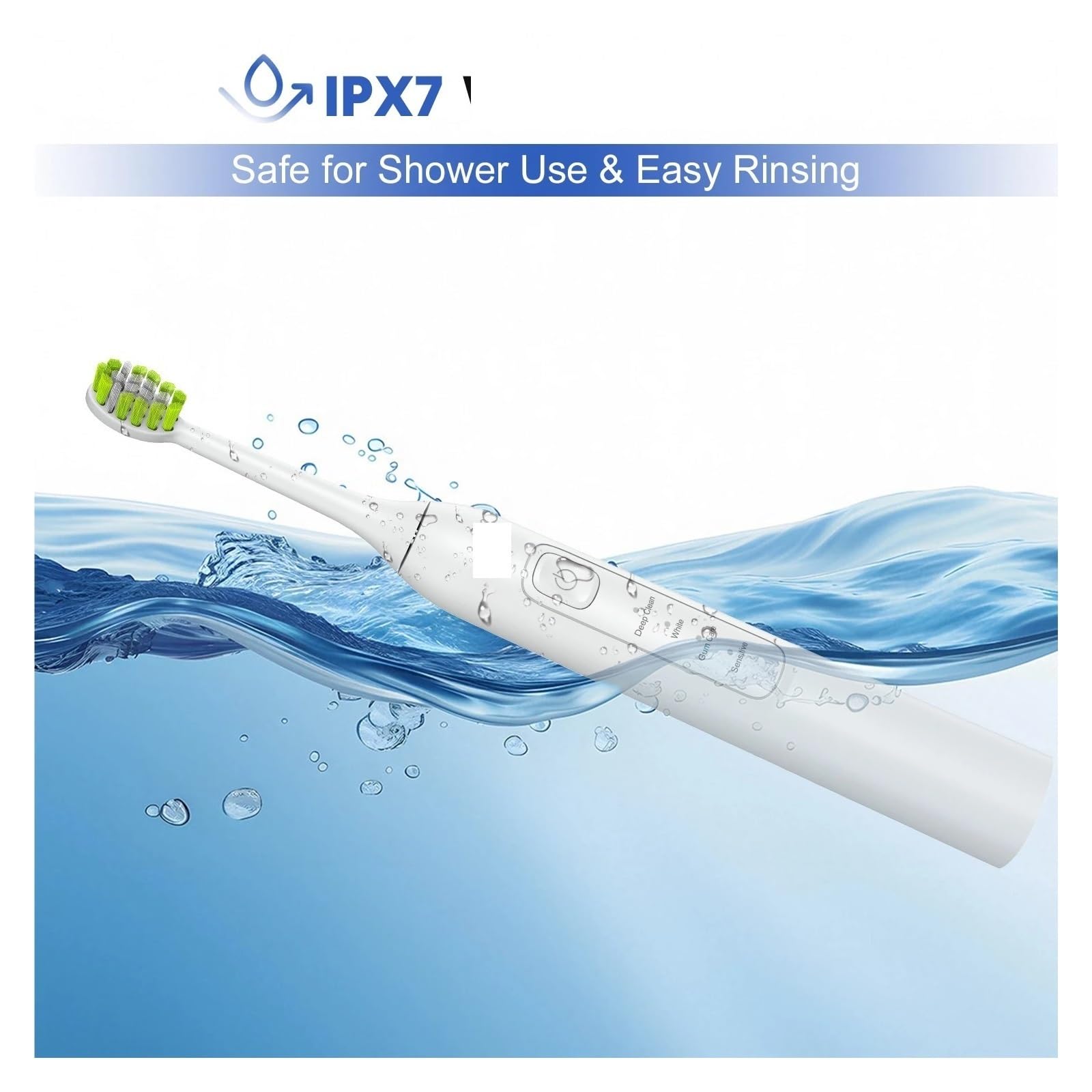 Adecuado para blanquear el cepillo de dientes eléctrico - 4 modos, temporizador inteligente, recargable tipo C, ultra potente con 6 cabezales de repuesto (JK-Y05BK)