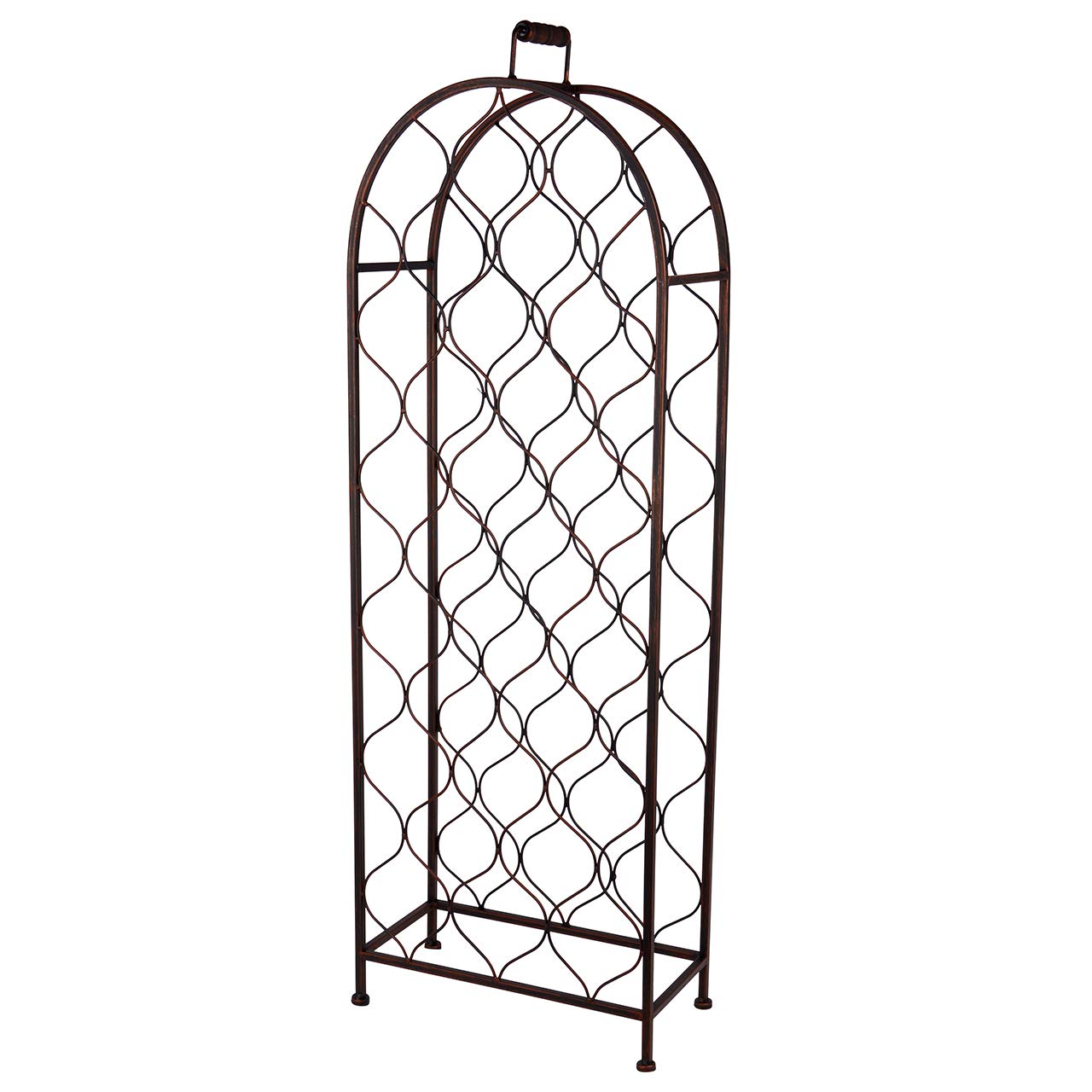 RM Design Botellero de metal – Soporte para botellas de vino, botella de agua – para 26 botellas – negro y marrón