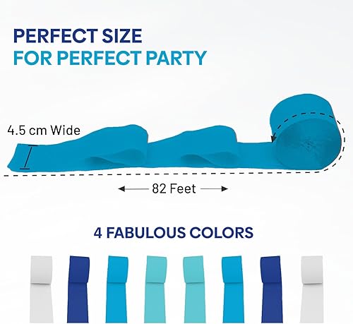 Vista 114 de 8 rollos de serpentinas moradas, paquete de 656 pies de papel crepé morado con blanco para decoraciones de fiestas, decoraciones de cumpleaños