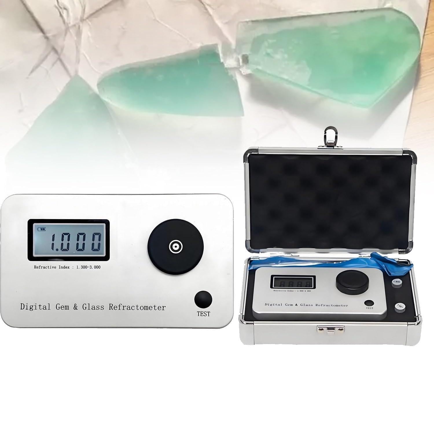 Réfractomètre numérique pour Pierres précieuses,détecteur d'indice de réfraction du Diamant, Erreur de Mesure : ±0,005 / précision: 0,001/ Indice de réfraction 1,300-3,000, pour Bijoux