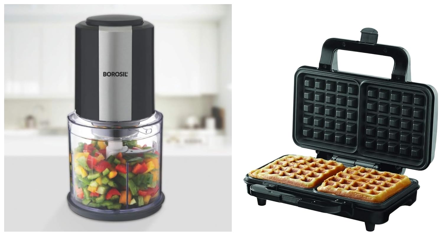 Buy Borosil Neo Waffle Maker, 1000 W, Silver & Borosil Chef Delite