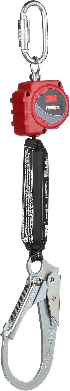 3M Protecta Self-Retracting Lifeline with Carabiner 3100508, Web, Steel Rebar Hook, 6ft