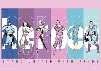 MIGHTYPRINT DC Comics Justice League Batman Wonder Woman Superman Celebrate Pride LGBTQ+ Durable 17 x 24 Wall Art NOT Made of Paper Officially Licensed Collectible MP24170762