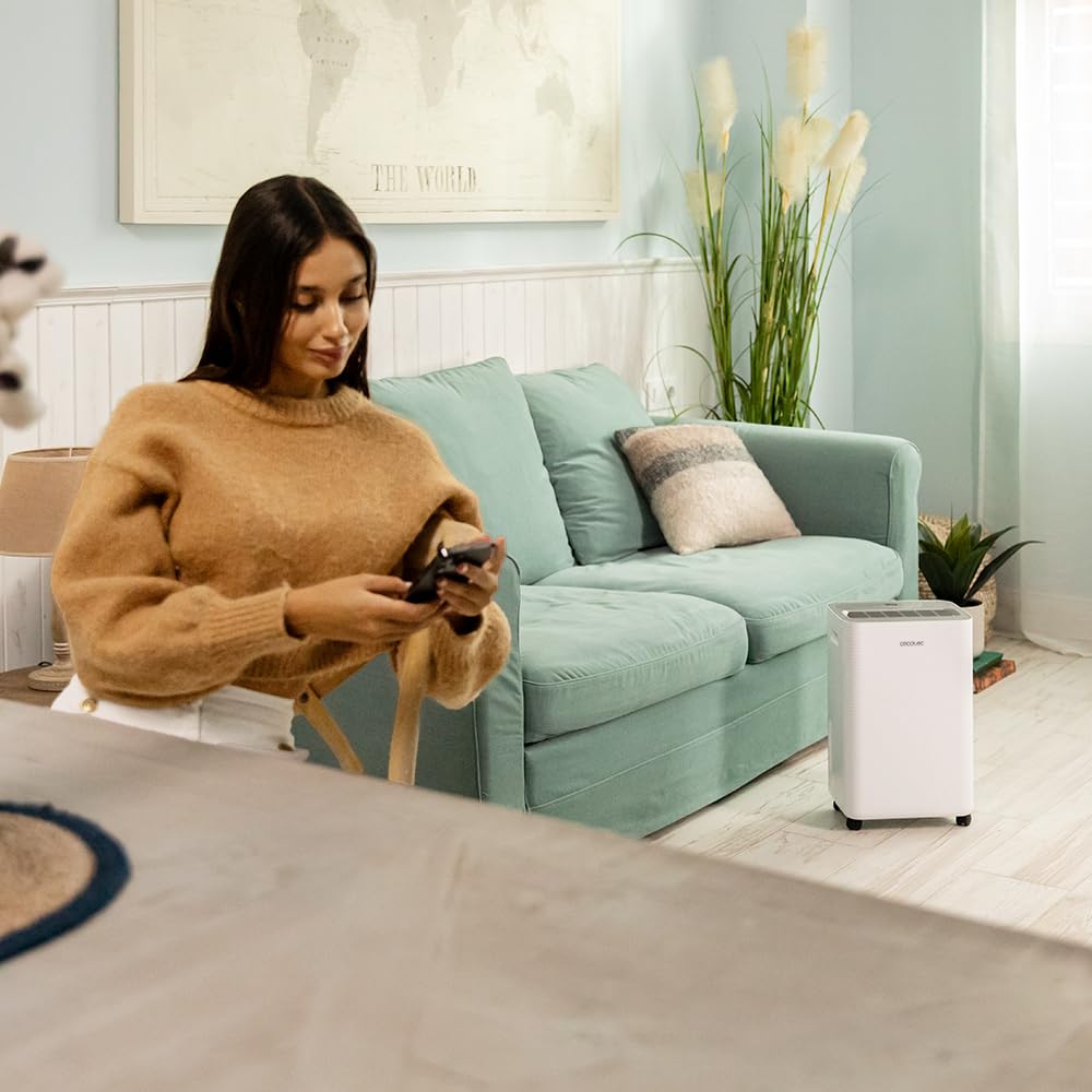 Cecotec Deshumidificador BigDry 8000 Expert Connected. 16 L/día, Depósito Extraíble de 2L, Control por Wifi, Función de Secado de Ropa y Temporizador 24 horas, Área de Cobertura de 30m2