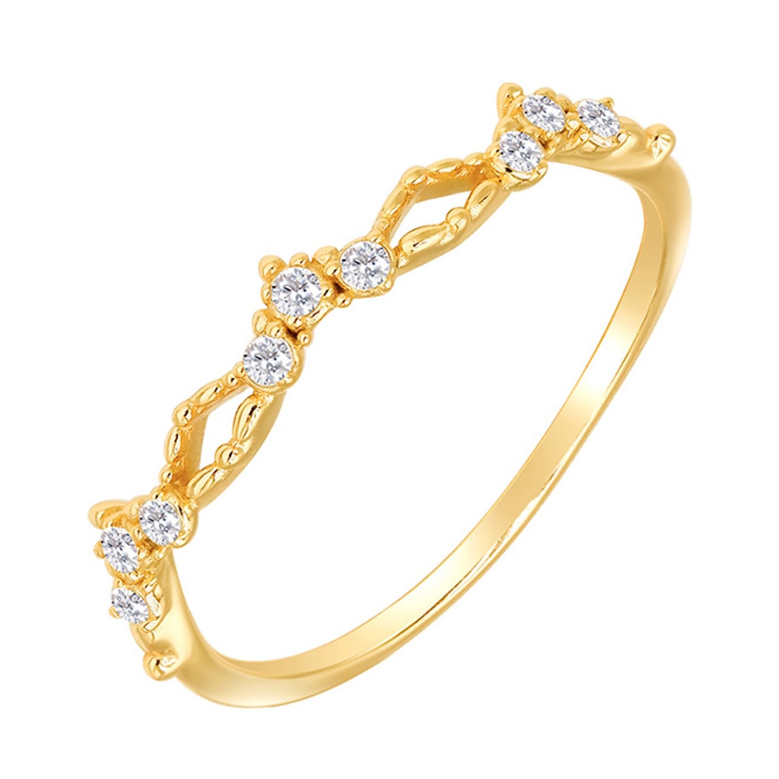 Anello Promessa, Anelli di Promessa Delicati per Lei con Moissanite Rotonda in Oro giallo da Donna