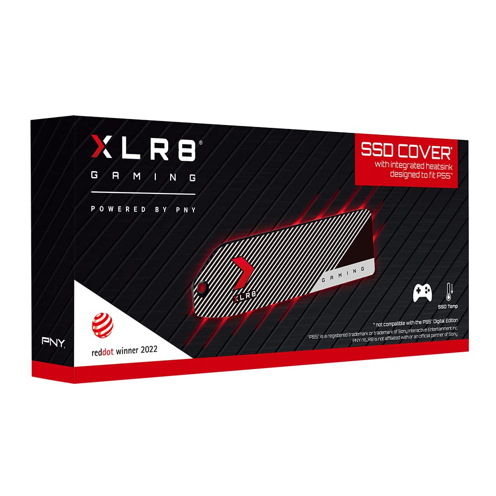 PNY XLR8, Pokrowiec na dysk SSD ze zintegrowanym radiatorem pasuje do PS5 M22110PSVHS-XR-RB, Czarny