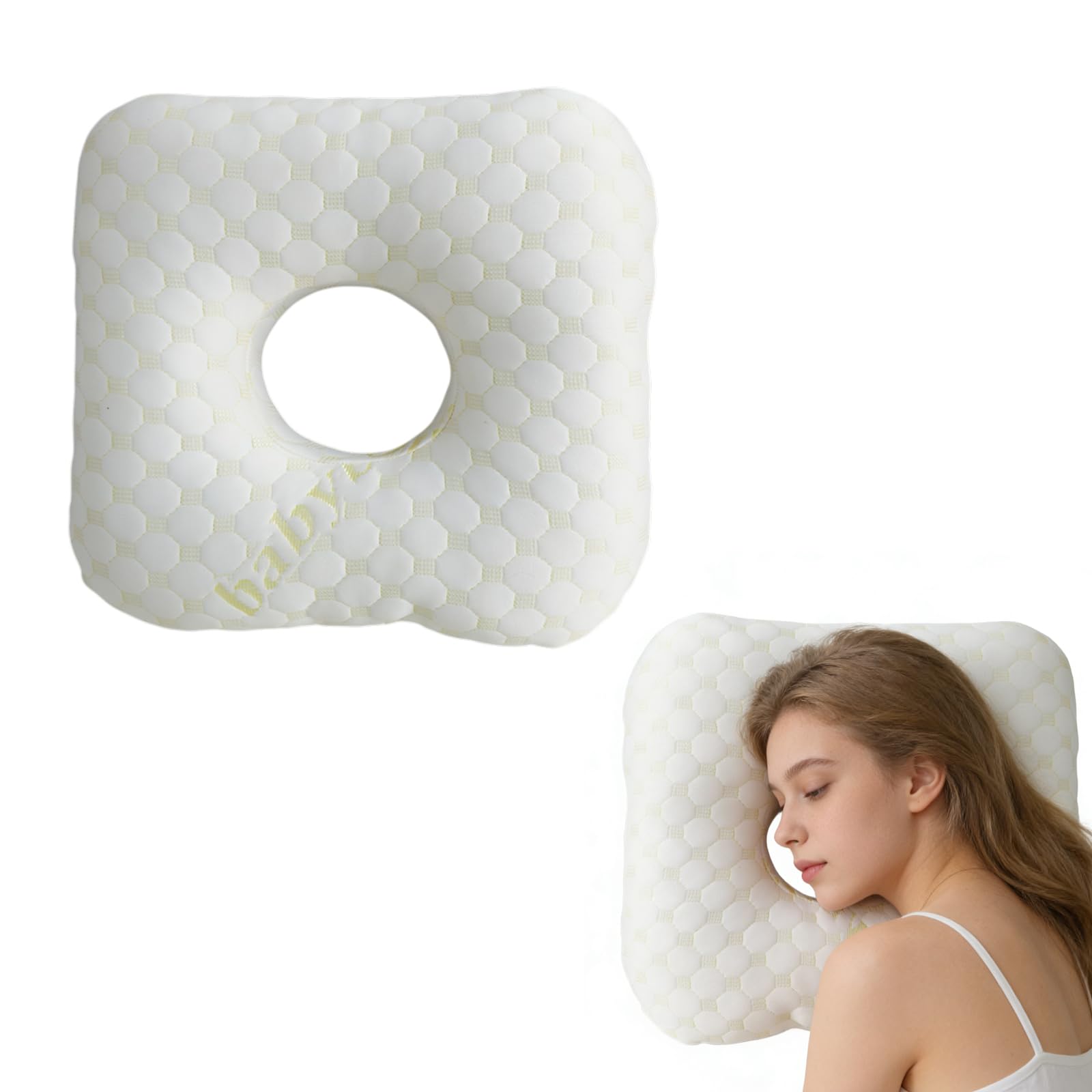 Madginine Multicoloured Ear Piercing Pillow For Side Sleepers With Hole For Ear Pain Relief Cooling And Breath Guard Pillow