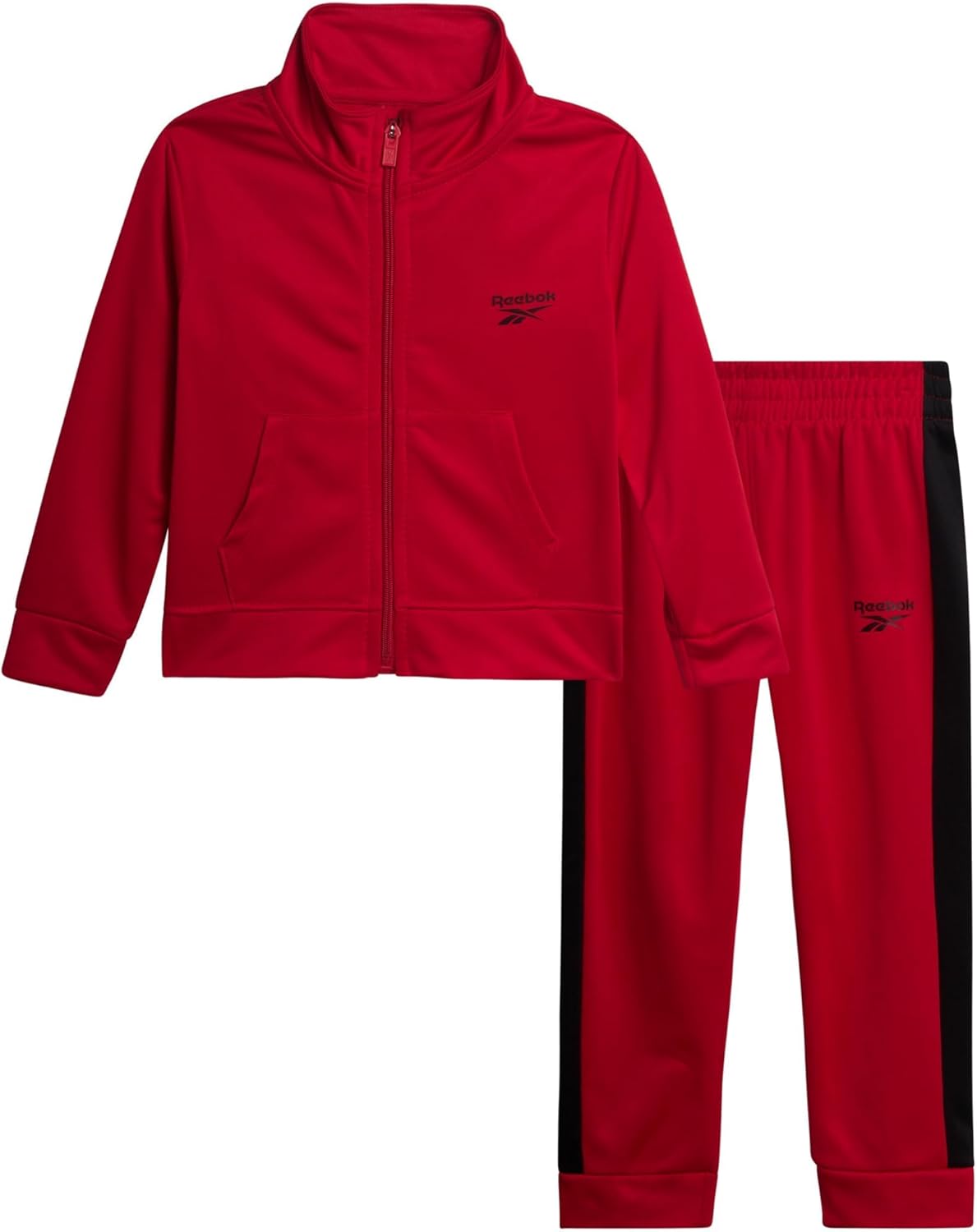 Reebok Toddler Boys Tracksuit Set - 2 Piece Athletic Tricot Full Zip Up Track Jacket and Boys Sweatpants Playwear Joggers Set