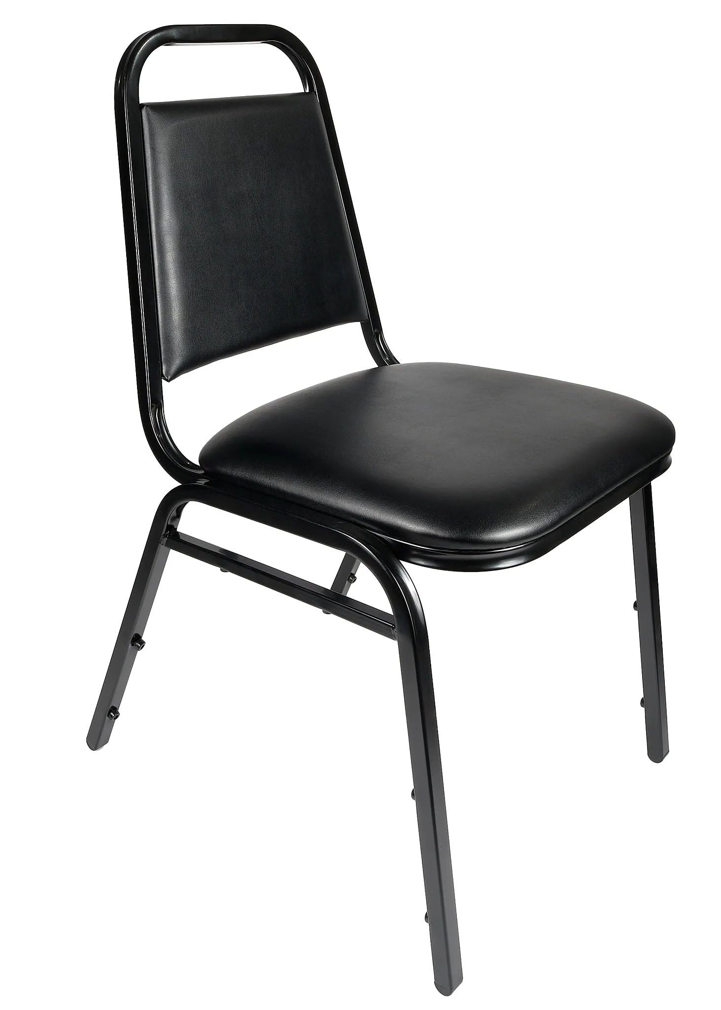 Chivari Premium Trapezoid Back, Stacking Banquet and Event Chairs, with Padded Seats/Backs, Fully Assembled (2, Black Vinyl/Black Frame)