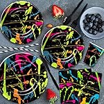 Neon Party Supplies Tableware - Glow Party Decorations Include Plate, Cup, Napkin, Tablecloth, Cutlery, Straw - Graffiti Theme Birthday Baby Shower Decorations | Serve 24 - Image 5
