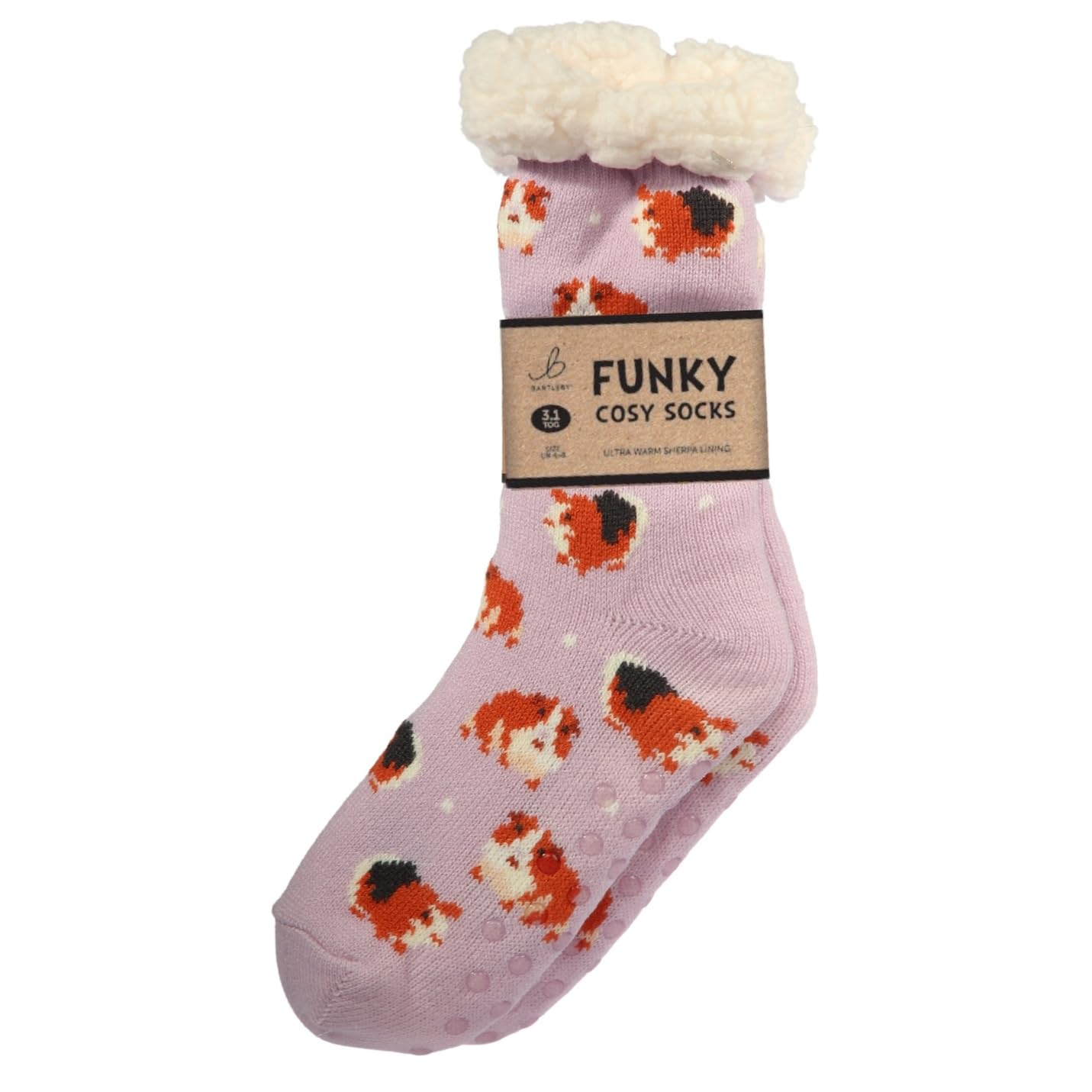 Bartleby Funky Cosy Women’s Socks | Sherpa Thermal Bed Socks | Super Soft, Warm Fluffy Lounge Socks (Guinea Pig, UK4-8, UK Footwear Size System, Adult, Women, Numeric Range, Medium, 4, 8)