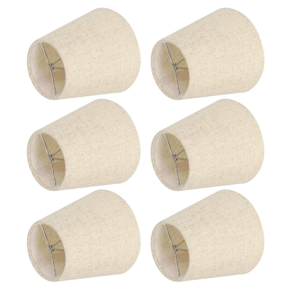 6PCS Clip on Chandelier Shades, Tapered Lamp Shades for E14 Light, Fabric Wall Lampshade Home Decoration Modern Lampshades