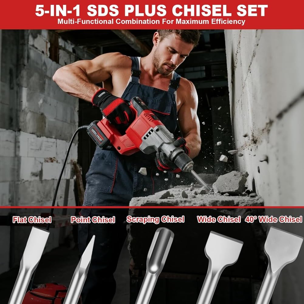 Juego de 13 Brocas y Cinceles para Martillo Perforador SDS Plus, Brocas con Punta de Carburo para Martillo Perforador y Brocas para Hormigón.