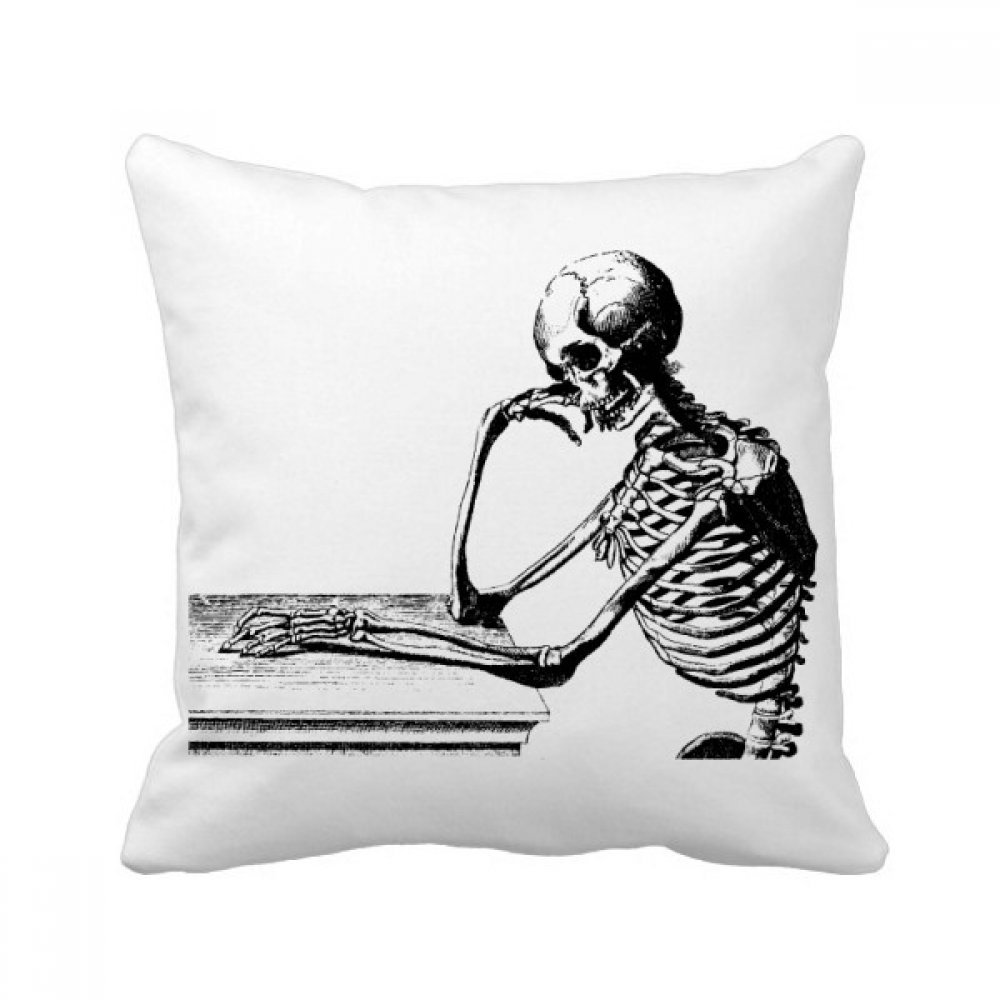 Coussin sketch squelette humain multicolore 40x40cm pour canape fade et terne
