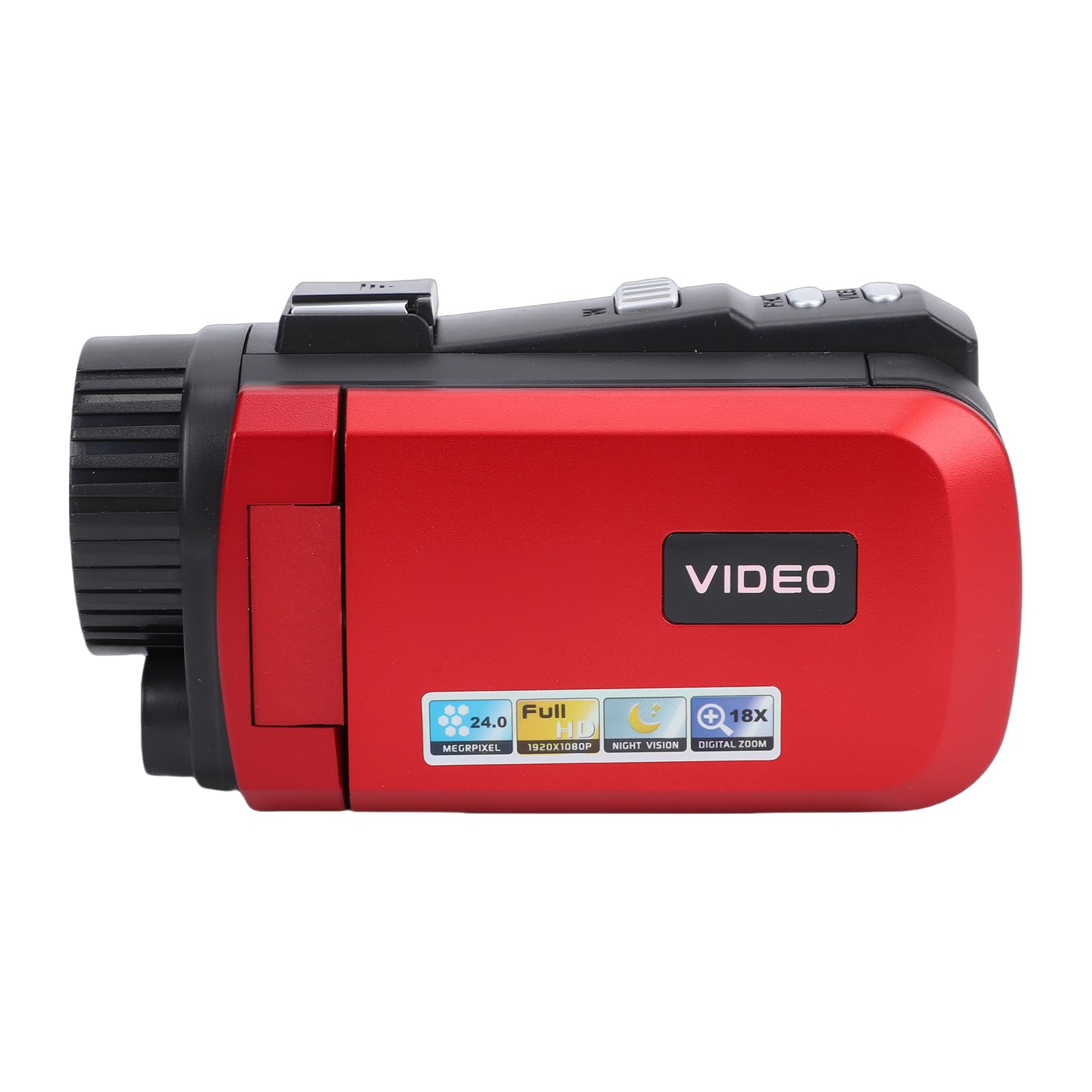 1080P 24MP Video Camera Camcorder with 3.0 Inch 270° Rotatable Screen, 18X Digital Zoom, Electronic Image Stabilization, Night Mode, TypeC Port & Compass for Vlogging, Travel, (Red)-image-46