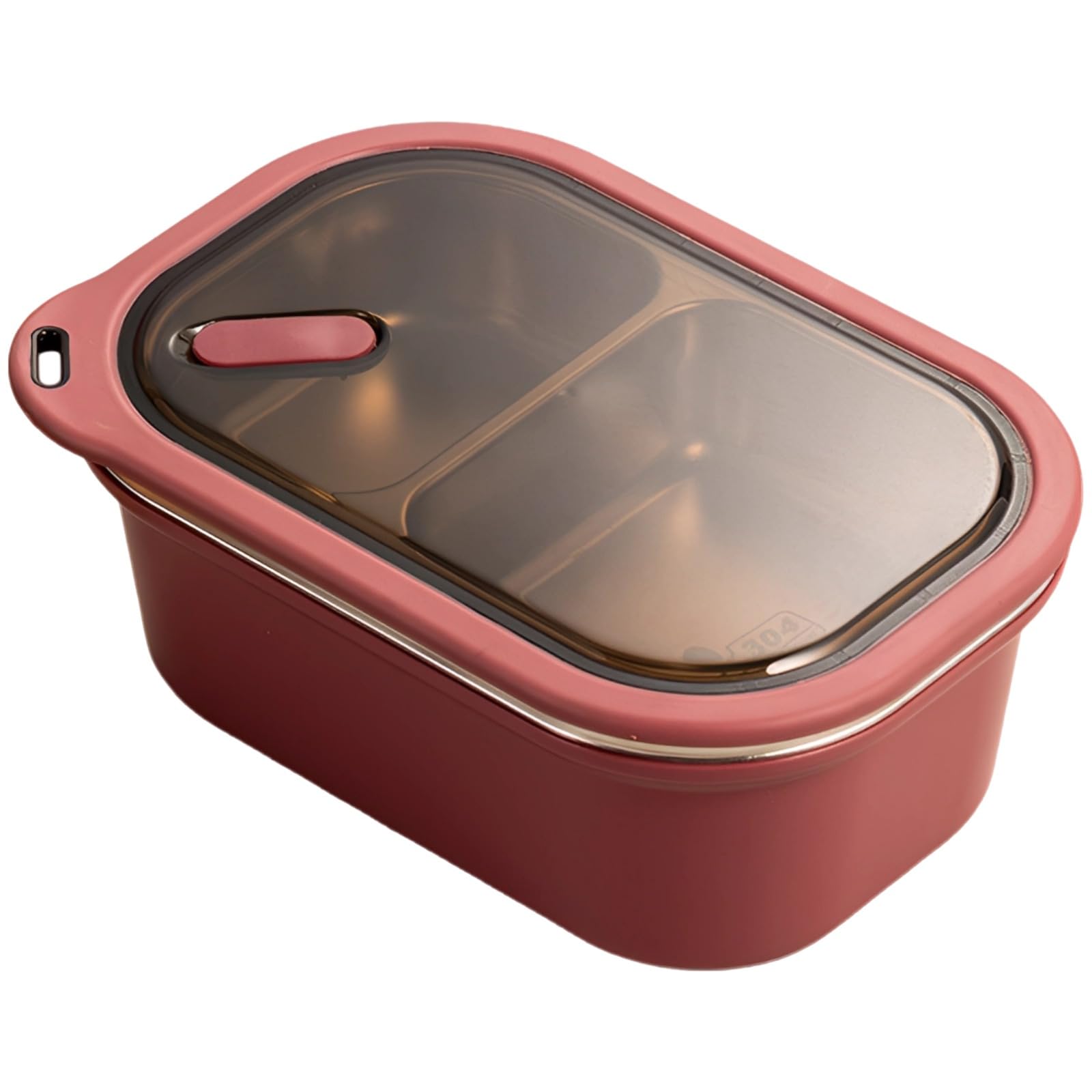 Boîte repas en acier inoxydable 1200 ml pour adultes, bento portable pour jeunes, avec 2 compartiments, 20 x 13,5 x 8,1 cm, rose, intérieur 304, couvercle avec joint en silicone