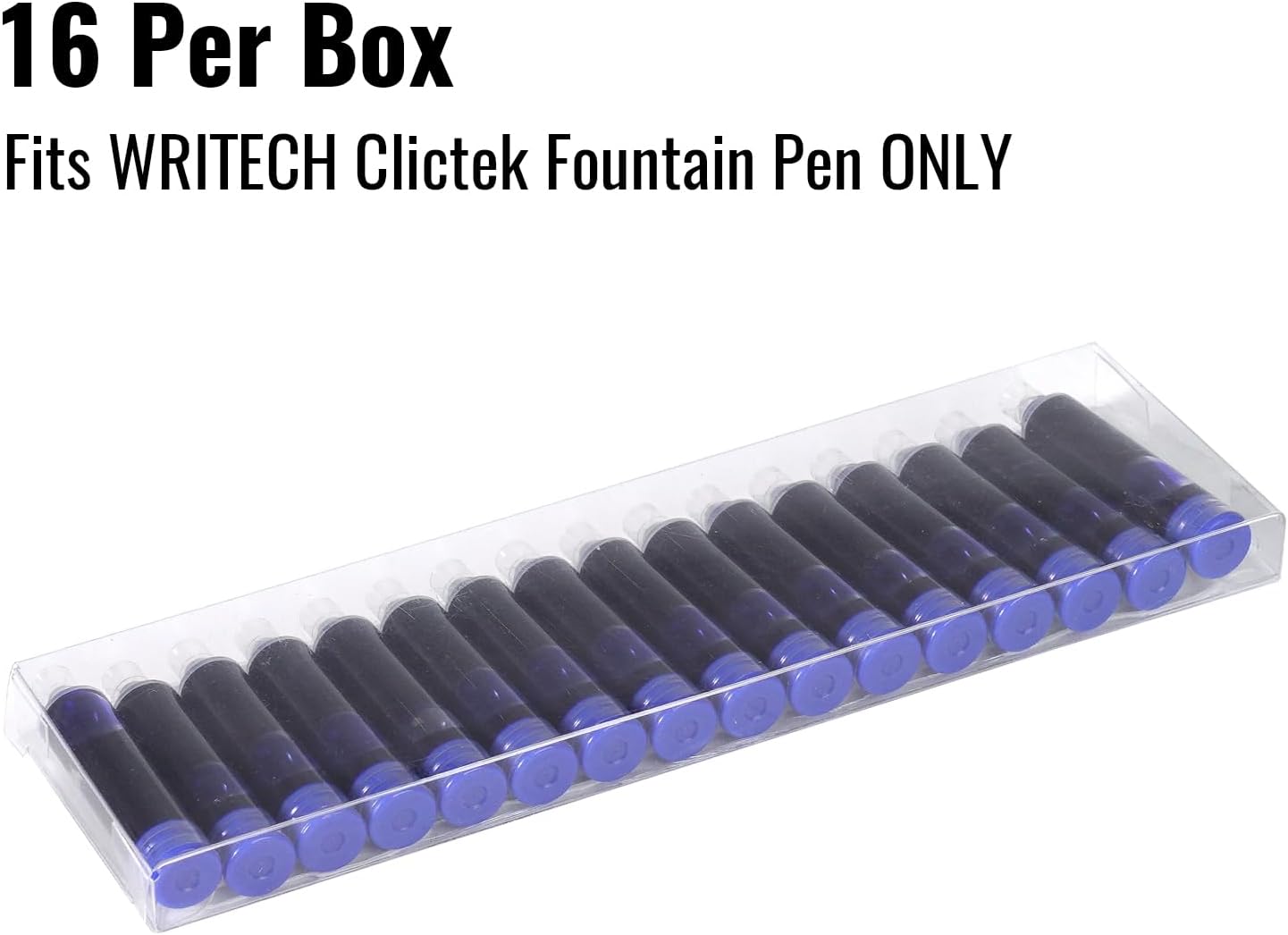 WRITECH W-1784 Cartridge Blue Ink: 16ct Blue Ink Cartridges Set Clictek Fountain Pens