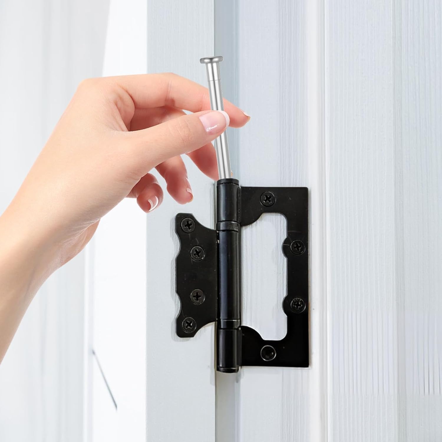 4 Pcs Door Hinge Pins, 3.5 Inches Hinge Mailbox Pin for Interior Door Security Replacement Outlet Stainless Steel Bushing Repair Kit for Repair and Replacement, Silver