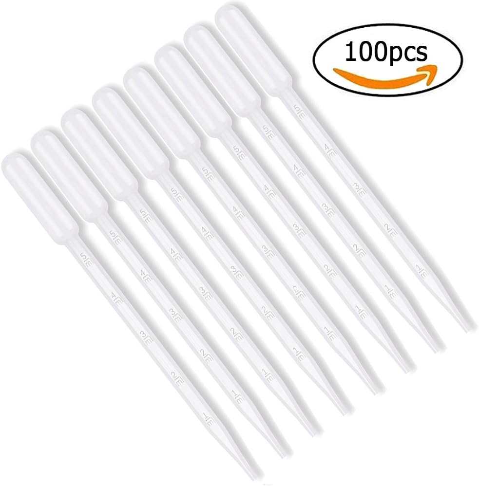 100pcs Plastic Transfer Pipette 5ml Washable Pasteur Pipettes Measuring Pipettors Disposable Dropper for Mixing Acrylic Paints (5 ML)