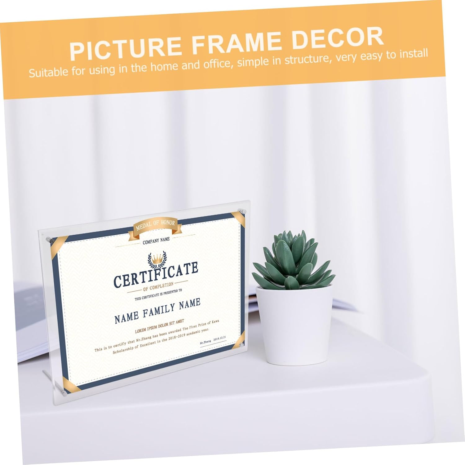 PRETYZOOM 1 Set Acrylic Photo Frame Multi Functional Display Stand for Business Licenses Certificates Simple Installation for Home Office Use