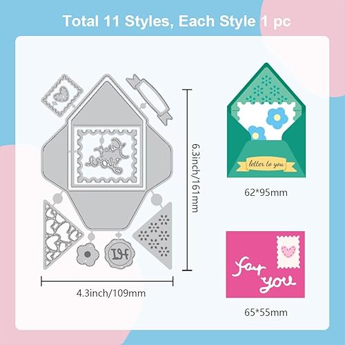 Miniatura 6 de GLOBLELAND Troqueles de corte de sobres de metal, troquelados con marco rectangular, plantillas de corte para álbumes de recortes, álbum de fotos,