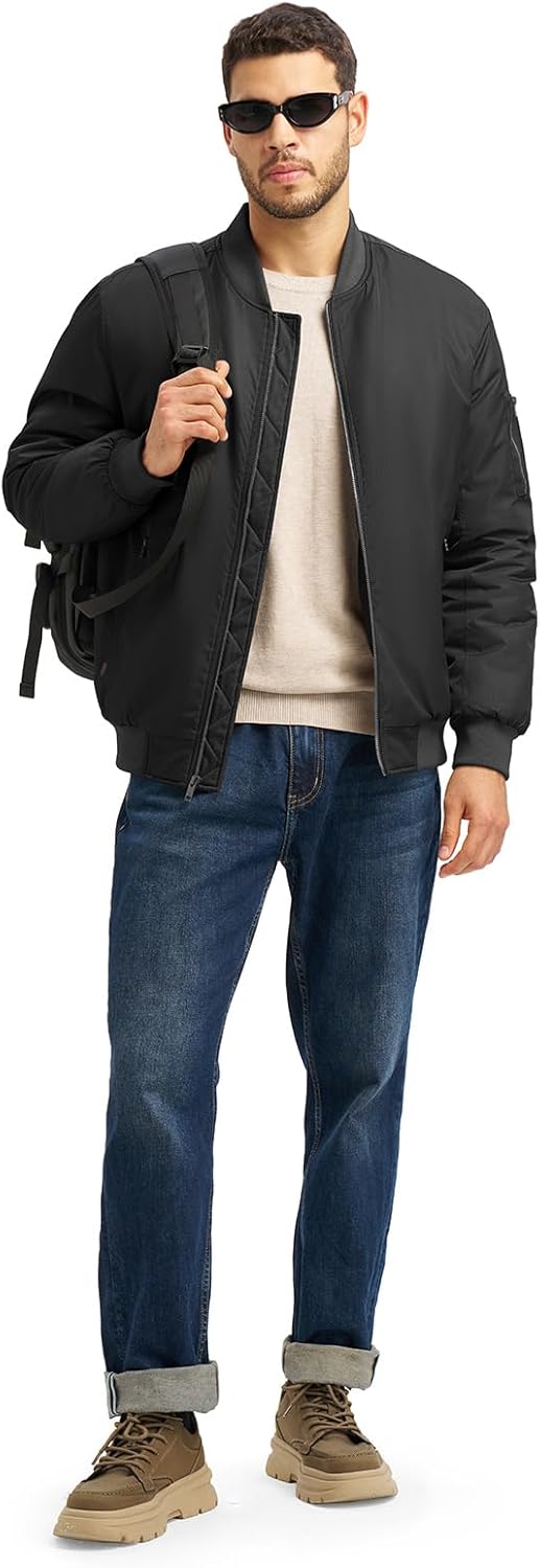 TBMPOY Men's Winter Bomber Jacket Warm Fall Casual Flight Windbreaker Padded Coats Full Zip Stylish Varsity - Image 7