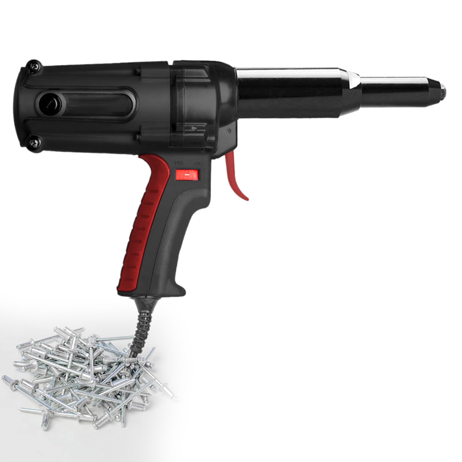 Remachadora con Cable, 220V 600W, Remachadora Eléctrica sin Escobillas, Kit de Herramientas de Remachadora Ciega Eléctrica, con Llave, para Remaches de 5/32"(4 mm) a 1/4"(6,4 mm)