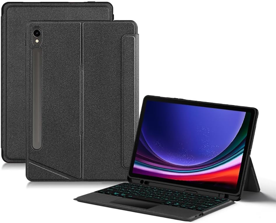 Image of RTSY Kickstand Combo Keyboard case for Samsung Galaxy Tab S10 Lite, S10 FE, S9, S9 FE, S8, S7 (11 /10.9 Inch) with 7-Color Backlit & Touchpad, Portrait & Horizontal Mode, Magnetic Detachable Keyboard