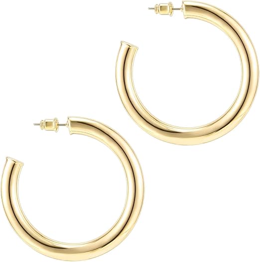 PAVOI 14K Gold Plated Twisted Rope Round Hoop Earrings in