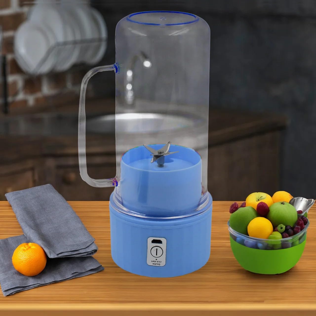 Indo Glow Portable Electric Juicer, USB Rechargeable, 500ml, 6 Blades, 1500mah+Electric, Food-Grade Plastic and Stainless Steel, with Handle and Straw-image-37
