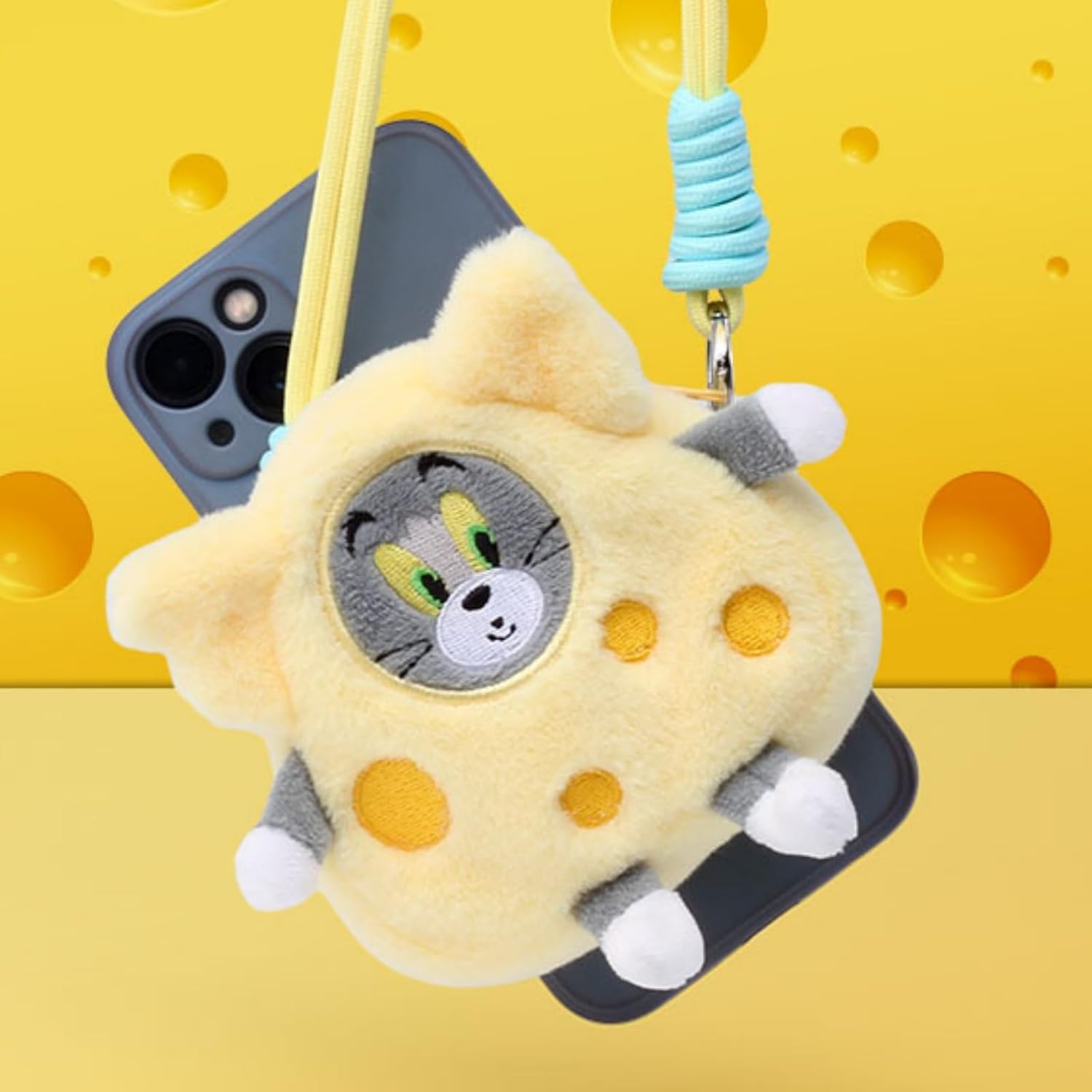 Qoo10] スマホストラップ ぬいぐるみ入れ ポーチ [Hushan] チーズネコ ネズミ スマホ首掛け ぬいぐるみ 携帯クリップ 非公式 トム ジェリー風 ポーチ 小物収納 スマホショ