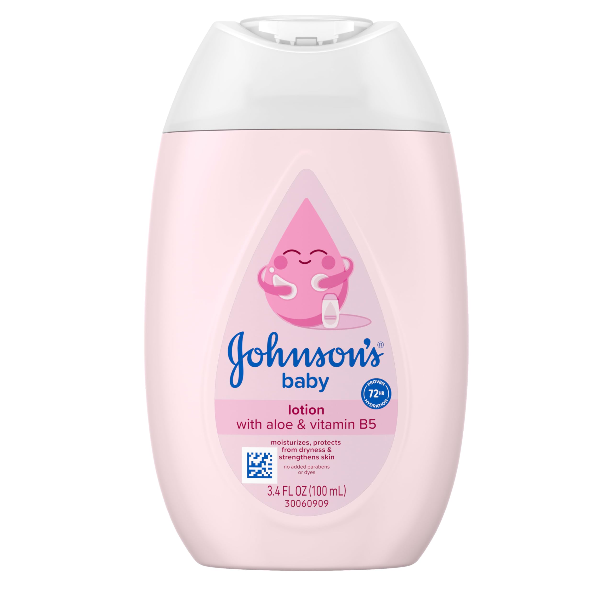 Johnson's Baby Lotion with Coconut Oil, Aloe Vera & Vitamin B5, 72 HR Hydration, Skin Moisturizer, Hypoallergenic, Safe for Newborn, Protects From Dryness & Strengthens Skin, 3.4 fl. ozECOLOGOECOLOGO