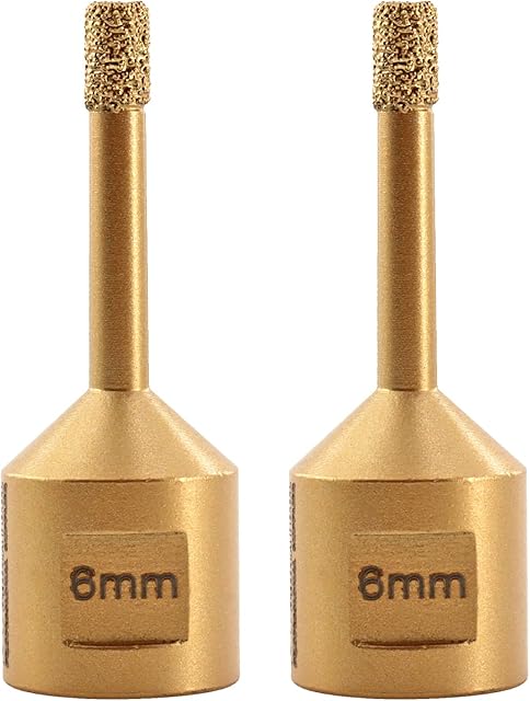SHDIATOOL Diamond Core Drill Bit,Hole Saw Diameter 6mm M14 Thread Vacuum Brazed for Ceramic Porcelain Tile Granite Marble Masonry Brick2pcs