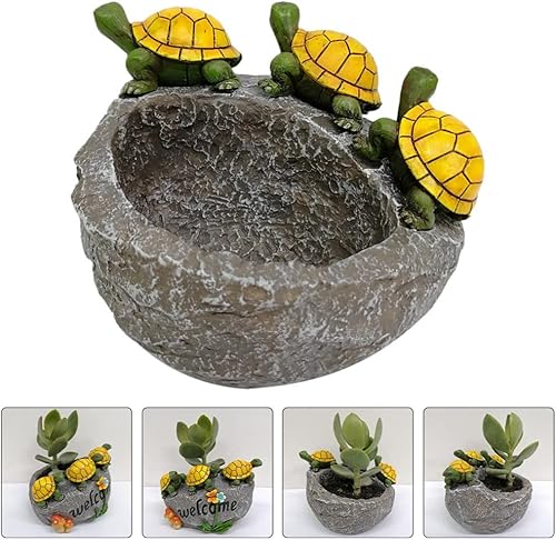 Miniatura 4 de Happyyami Decoración de plantas de tortuga suculenta maceta de resina para animales, decoración de macetas de resina, macetas de resina, maceta de