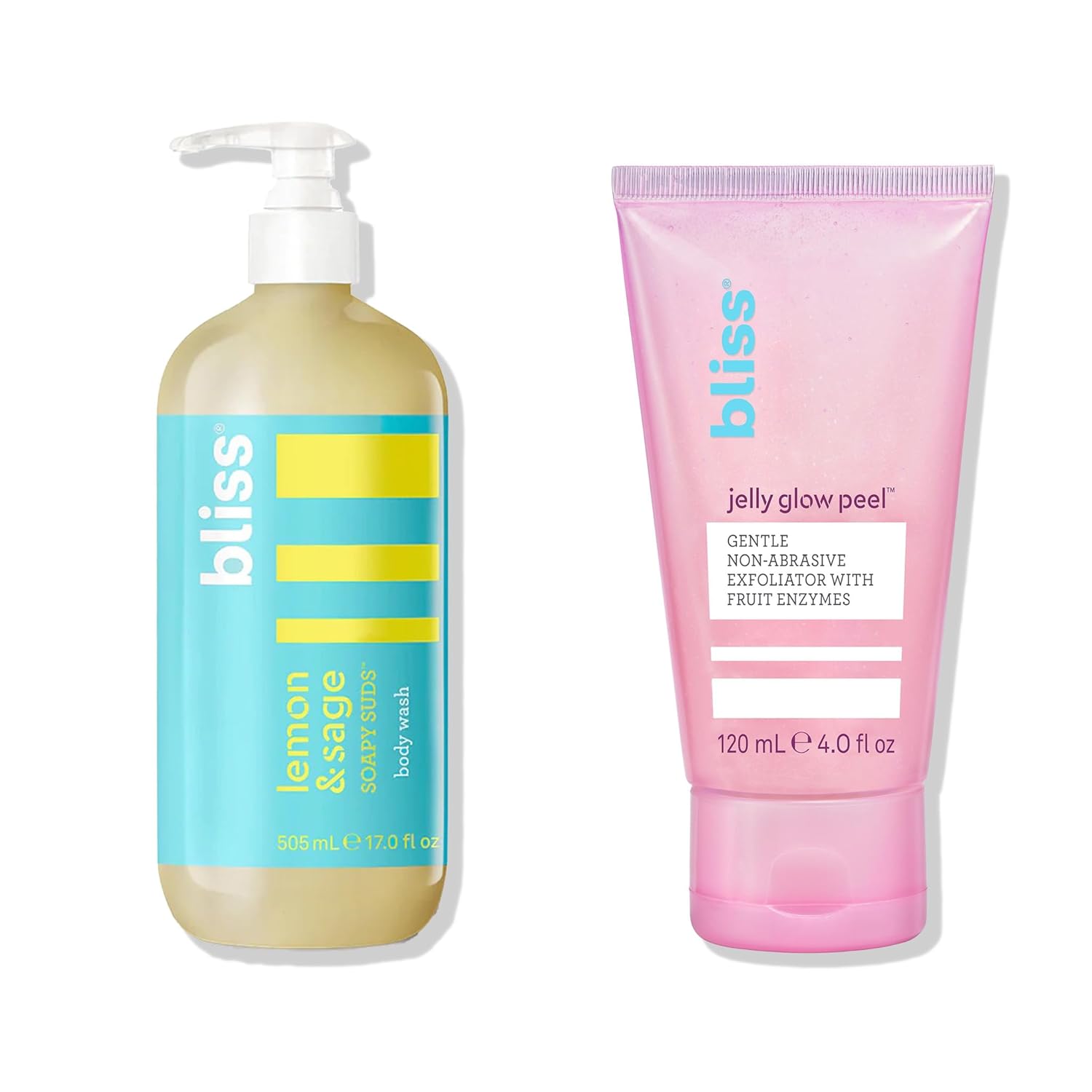 Bliss Soapy Suds Body Wash & Jelly Glow Peel - Nourishing and Hydrating Skincare - Clean, Vegan, Cruelty-Free