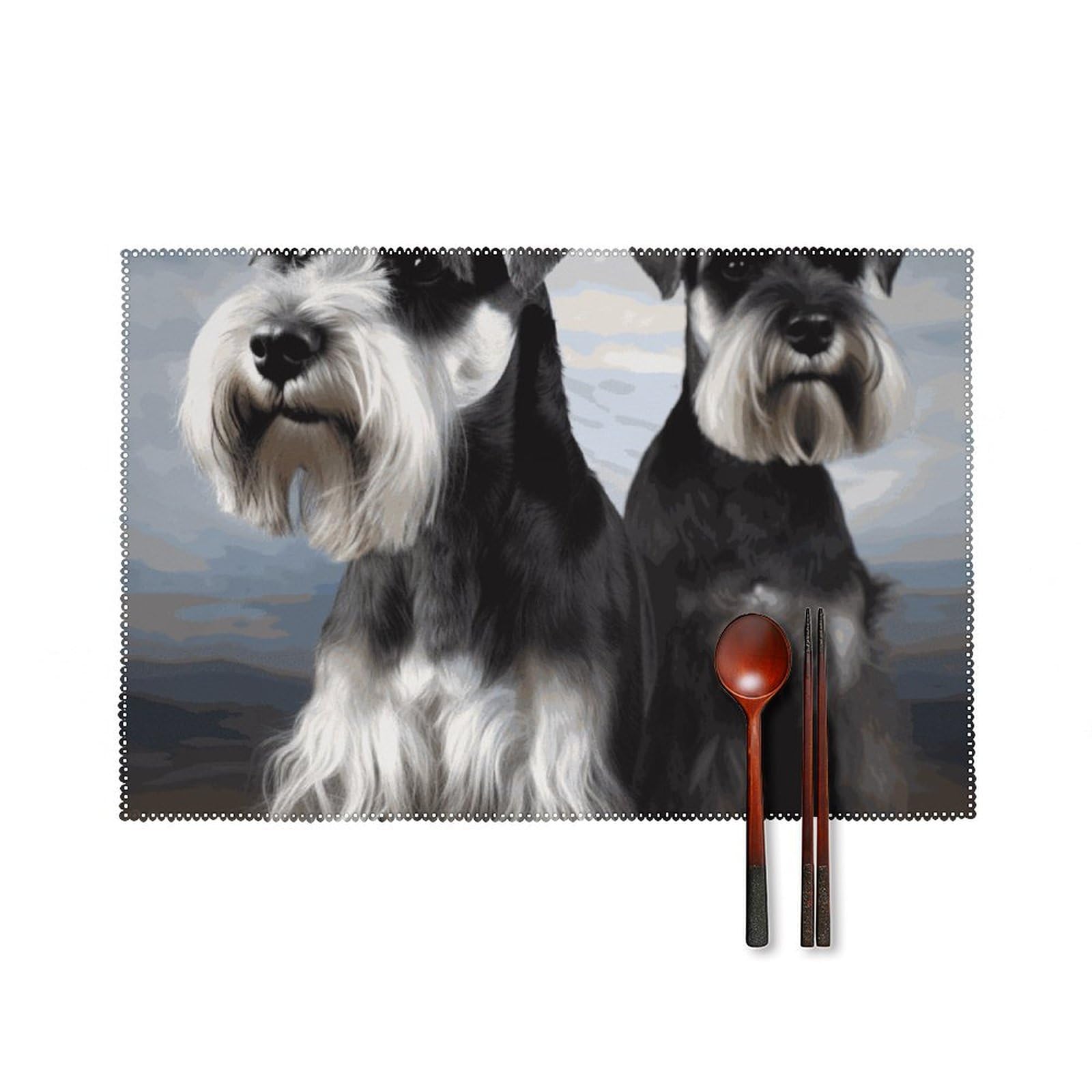 Set de table schnauzer en toile résistant à la chaleur lot de 6