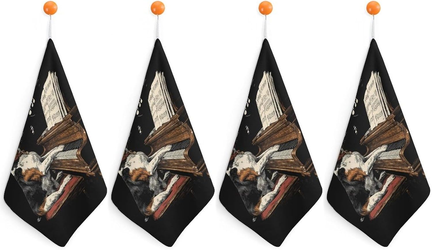 Funny Beagle Dog Piano Hand Towels for Bathroom Handkerchief | Absorbent,with Hanging Loop,Kitchen Towels,for Home Hotel,Soft
